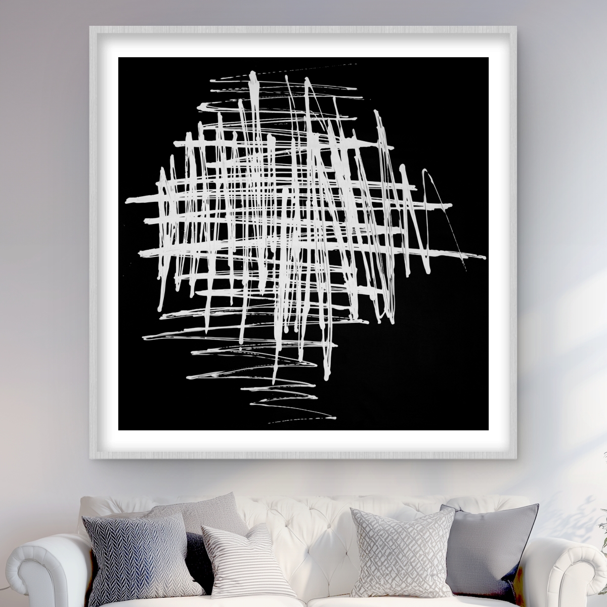 C1FM4848HPOCO2 48 x 48 in. Contrast - Black Minimalist Framed Matted Print Wall Art - Home Decor