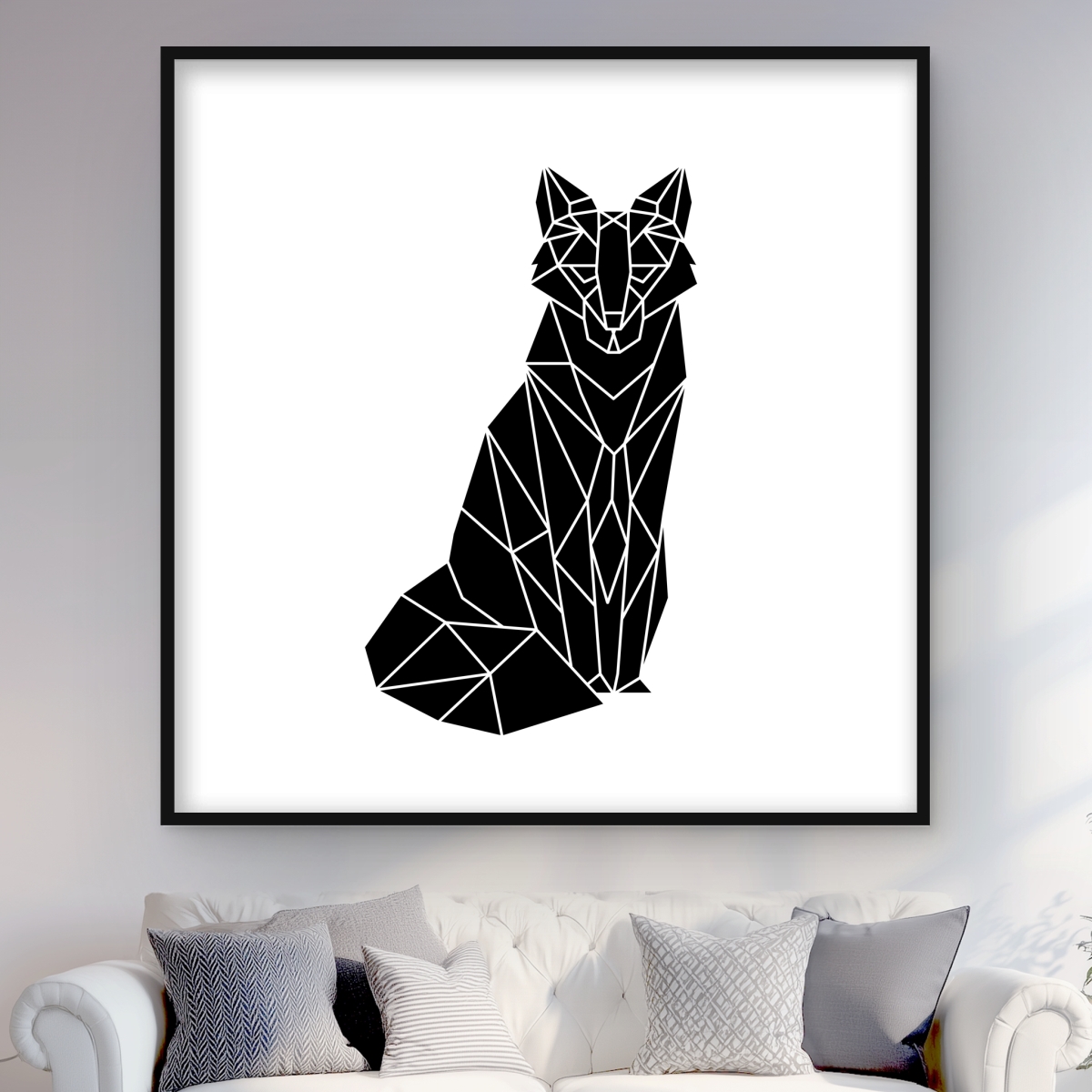 C1FM4848P33TUX 48 x 48 in. Geometric Fox Modern White Framed Matted Print Wall Art - Home Decor
