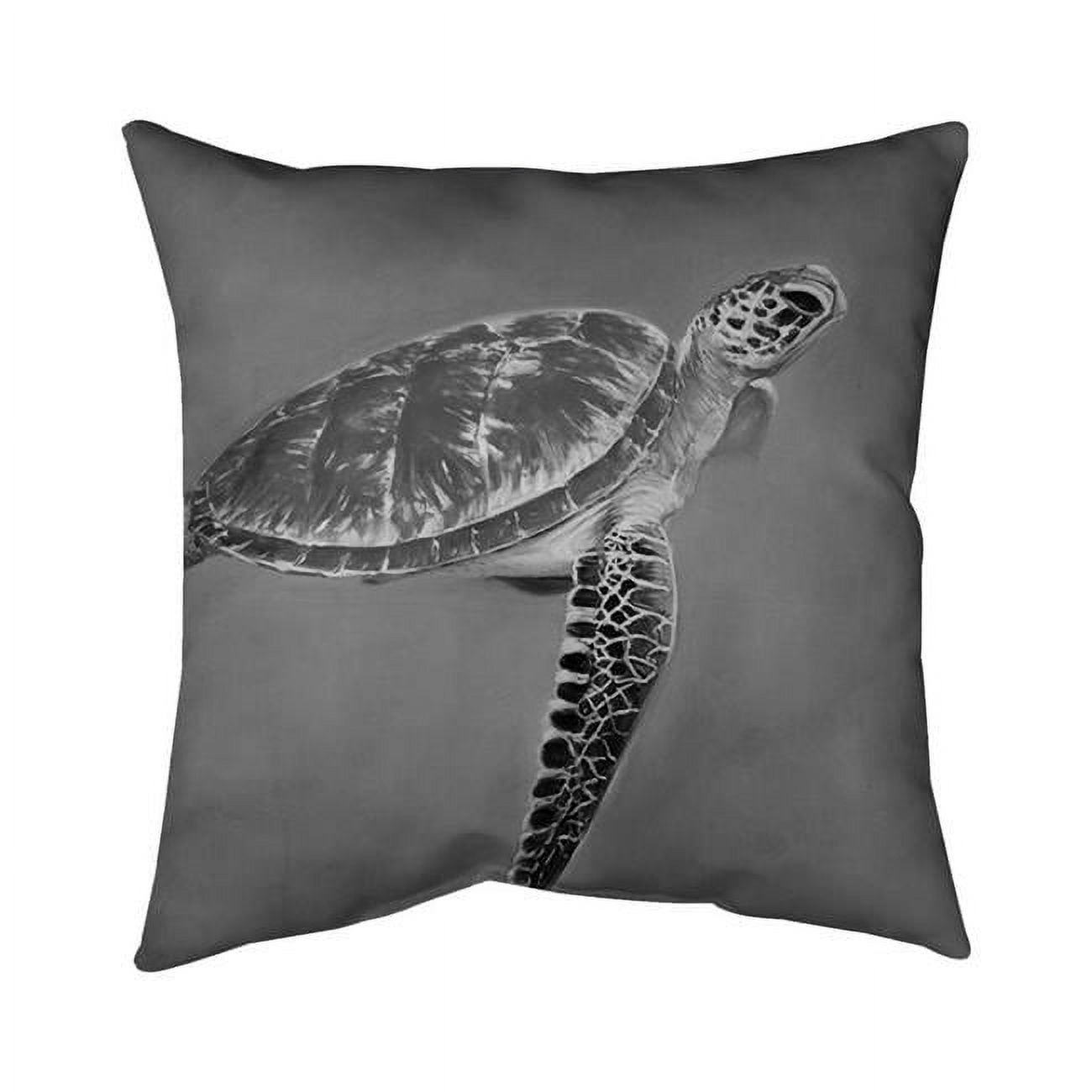 26 x 26 in. Greyscale Aquatic Turtle-Double Sided Print Indoor Pillow