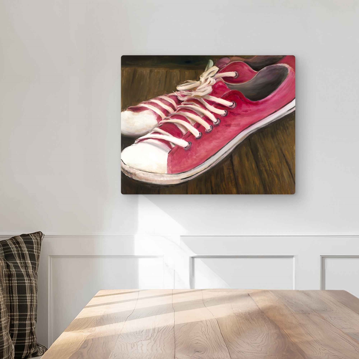 C1MP16209VAL8U 16 x 20 in. Pink Sneakers - Brown Metal Print Decor Wall Art - Stylish Design