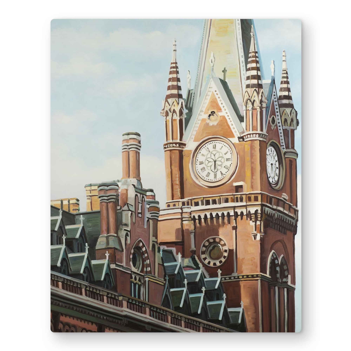 C1MP1620GBGX82 16 x 20 in. St Pancras Station Metal Print Wall Art - London Living Room Decor