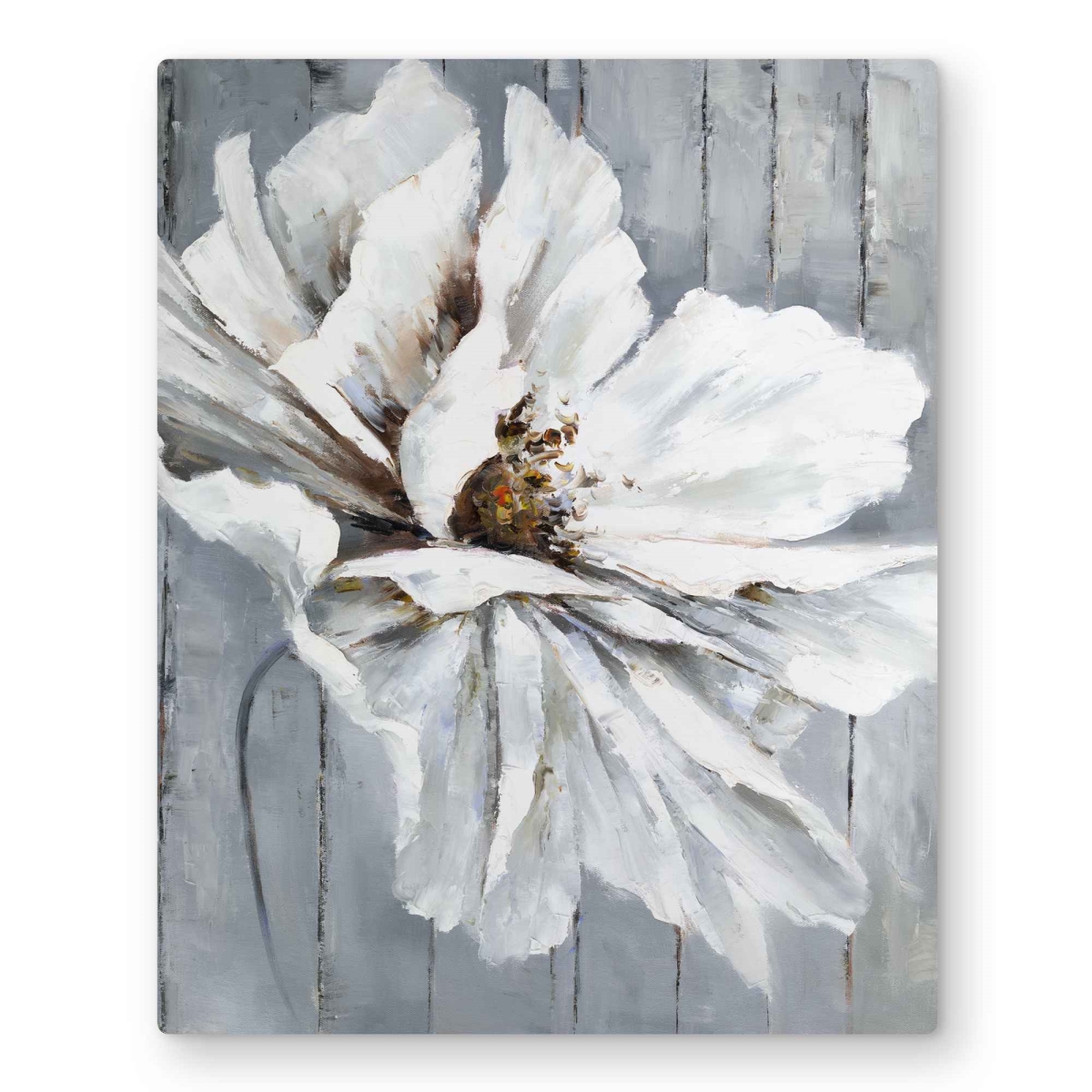 C1MP1620K0IV3O 16 x 20 in. Flower On Wood - Floral Metal Print Wall Art for Home Decor