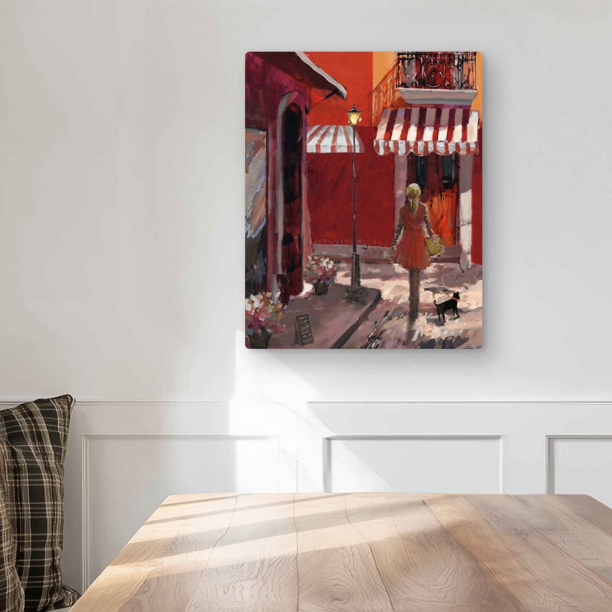 C1MP1620GGHMAC 16 x 20 in. Lady Walking Down the Street Wall Art - Contemporary Building Metal Print