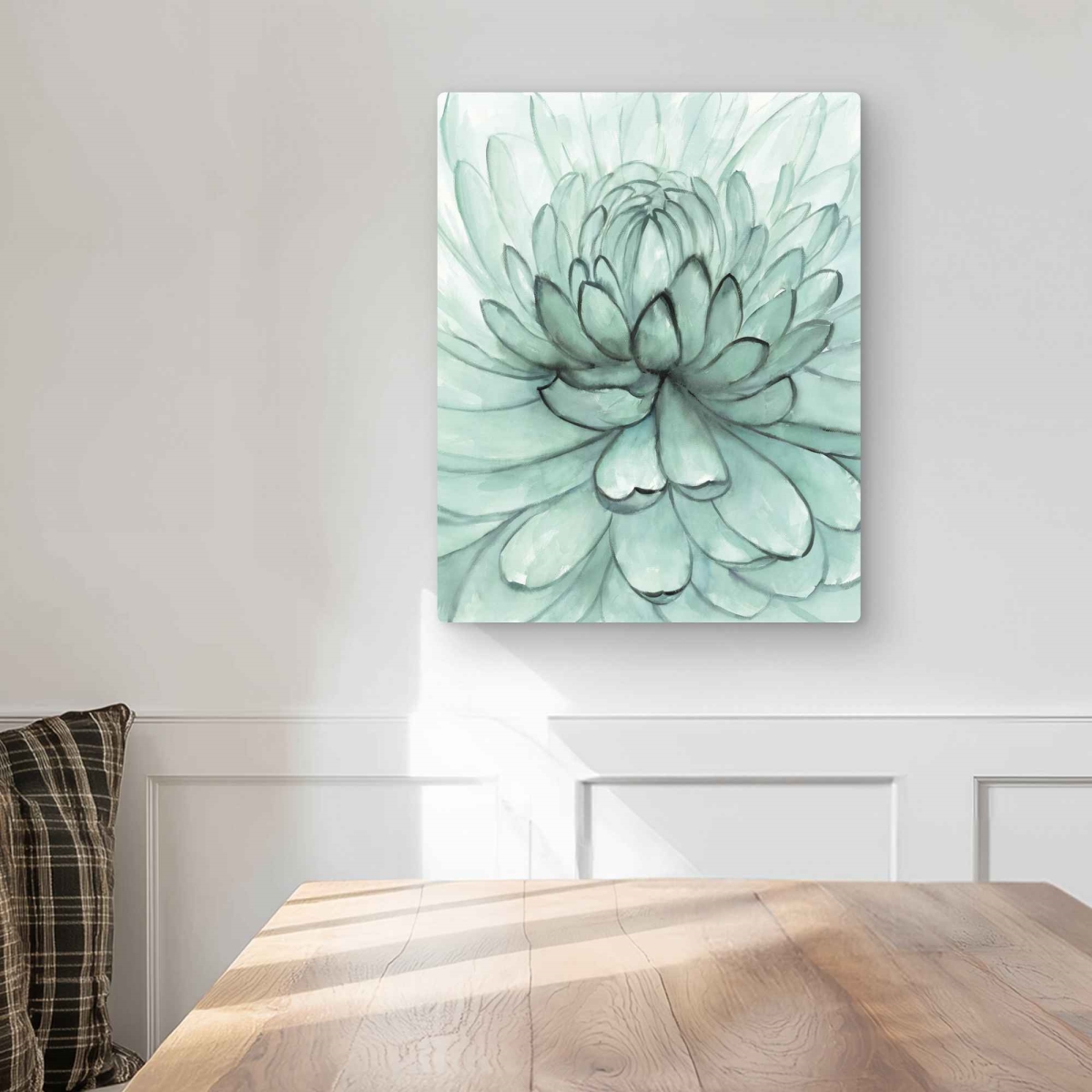 C1MP1620M5BNO3 16 x 20 in. Turquoise Flower Wall Art - Neo Mint Illustrative Metal Print