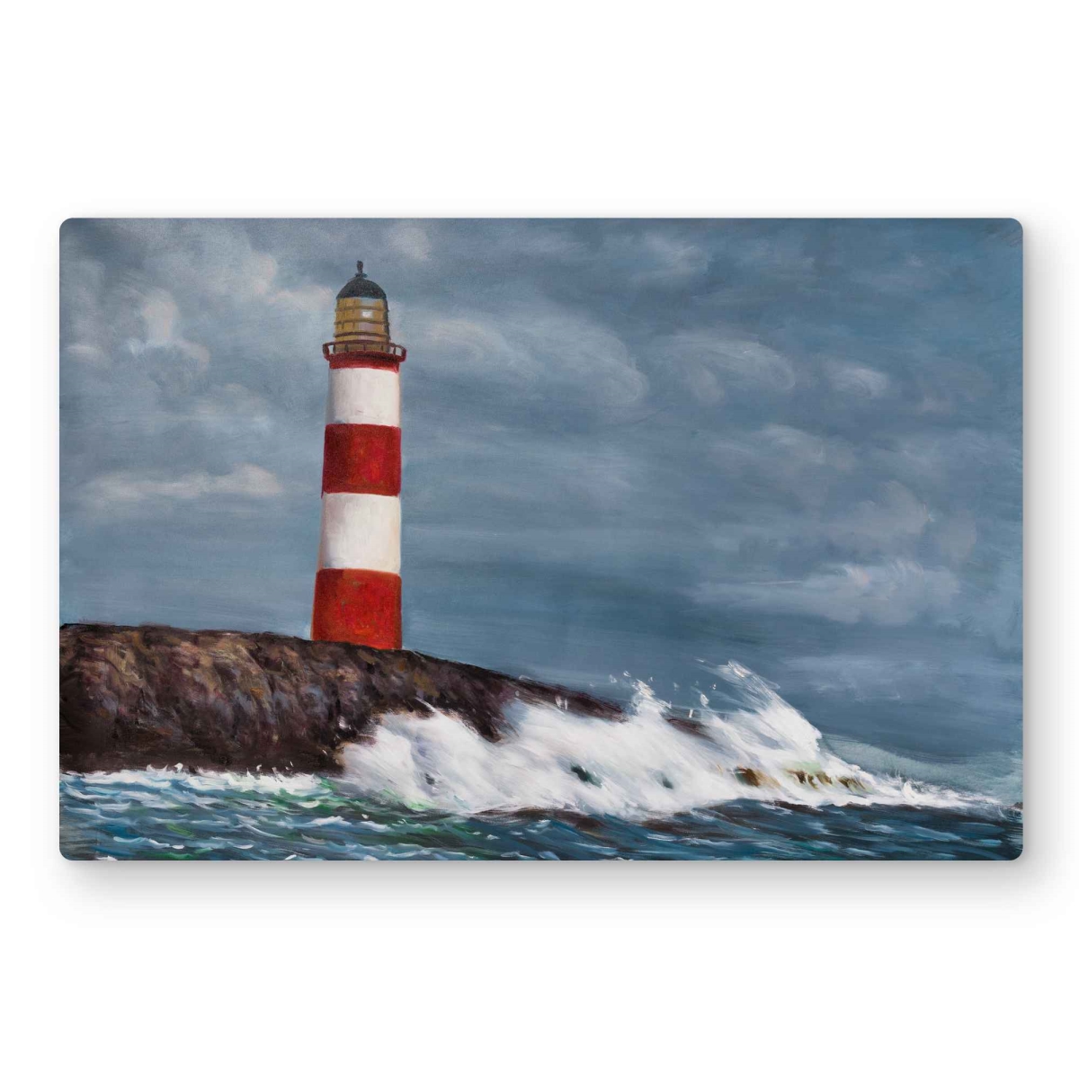 C1MP1218BUJTE7 12 x 18 in. Lighthouse at the Edge of the Sea Unleashed Wall Art - Brown Coastal Metal Print