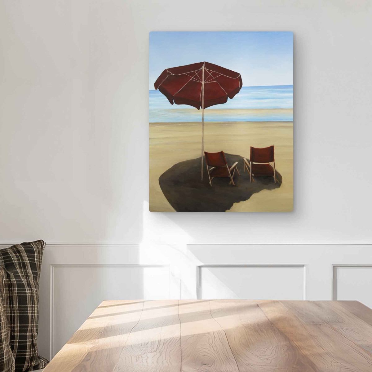 C1MP1620MQAMWO 16 x 20 in. Relax at the Beach - Coastal Red Metal Print Wall Art for Home Decor