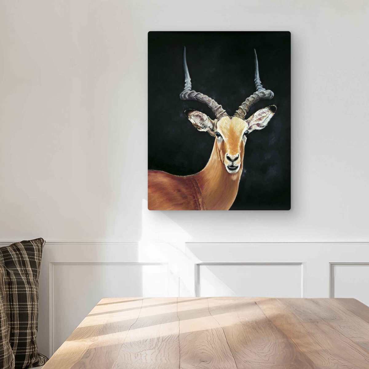 C1MP1620WKB4GW 16 x 20 in. Antelope Wildlife Livingroom Metal Print Wall Art - Home Decor Art