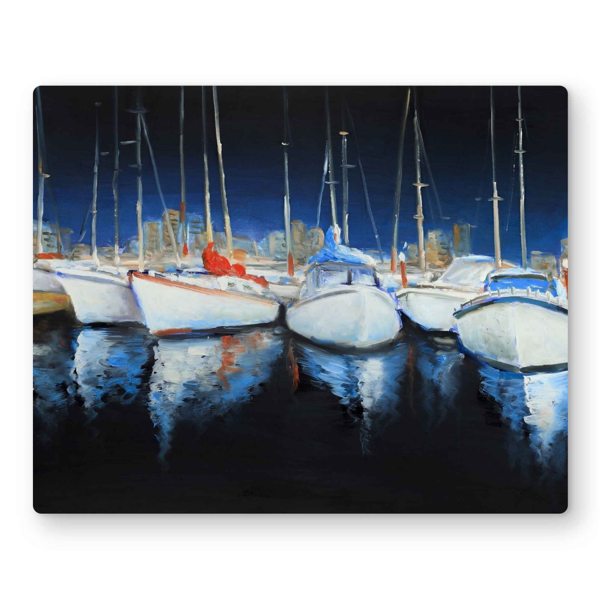 C1MP1620X18RL9 16 x 20 in. Evening at the Marina - Bedroom Boat Metal Print Wall Art - Decor