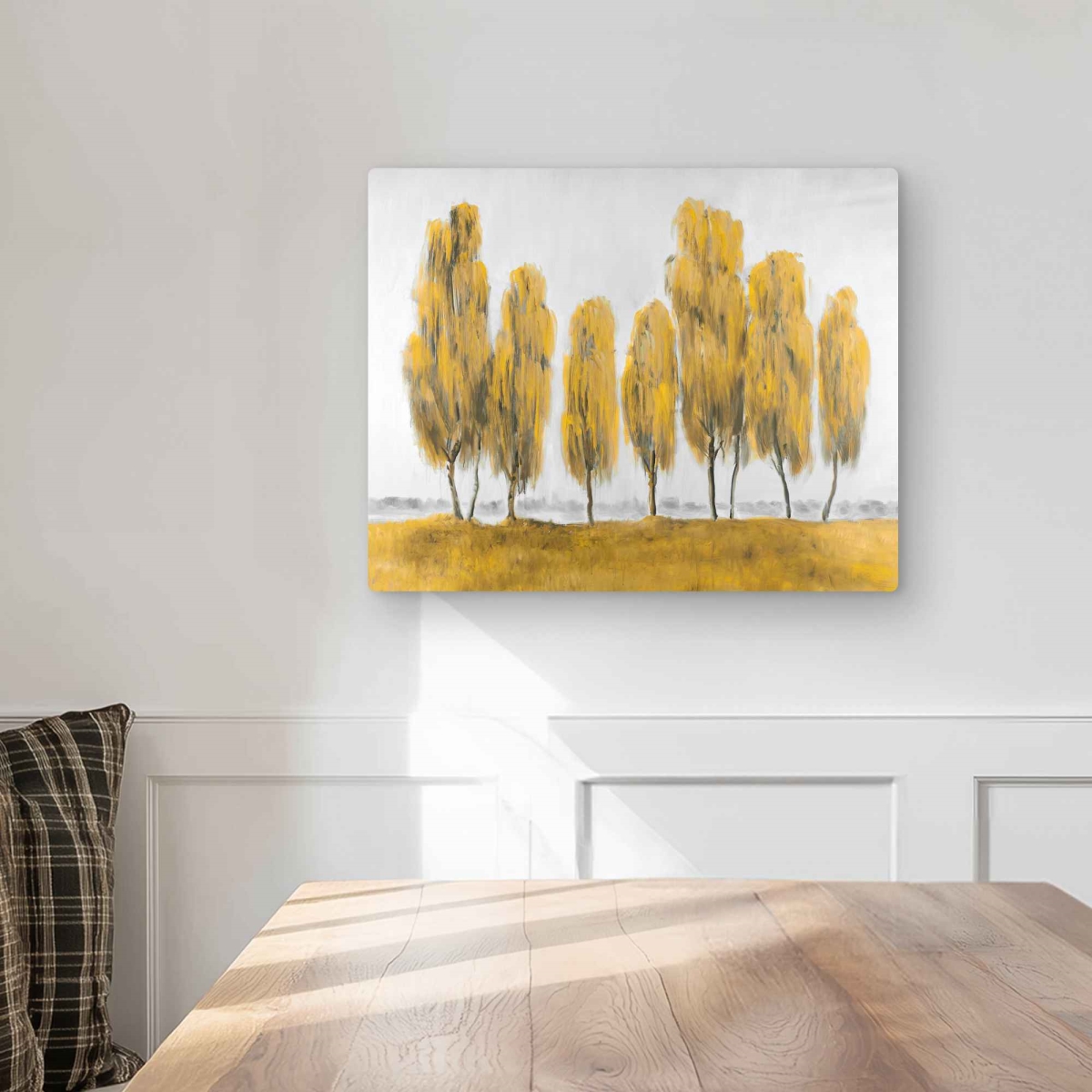 C1MP1620UT0DQU 16 x 20 in. Seven Abstract Yellow Trees - Metal Print Wall Art for Bedroom Decor