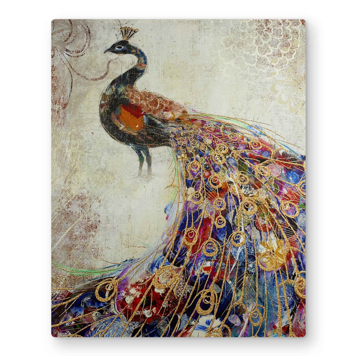C1MP1620YYVJTJ 16 x 20 in. Majestic Peacock Wall Art - Contemporary Bird Metal Print