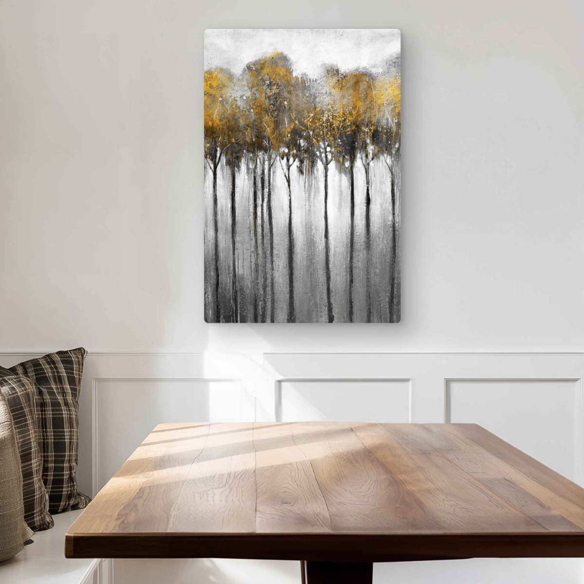 C1MP203018LGDB 20 x 30 in. Abstract Yellow Forest Wall Art - Office Landscapes Metal Print Decor