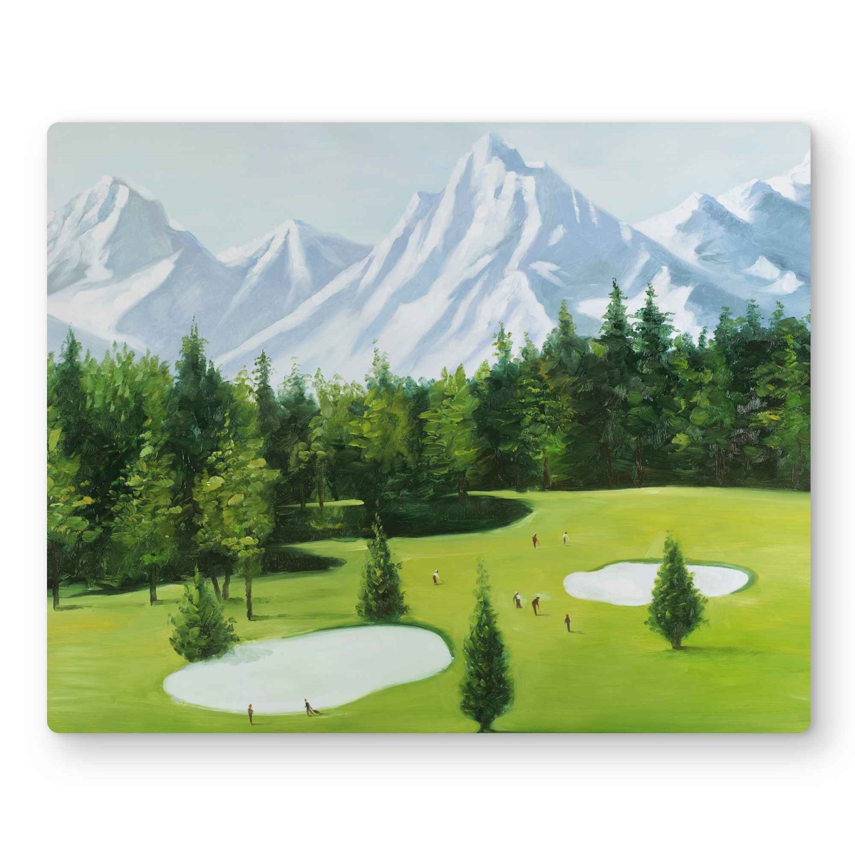C1MP1620Z5Q5RT 16 x 20 in. Golf Course with Mountain View Wall Art - Contemporary Gray Metal Print