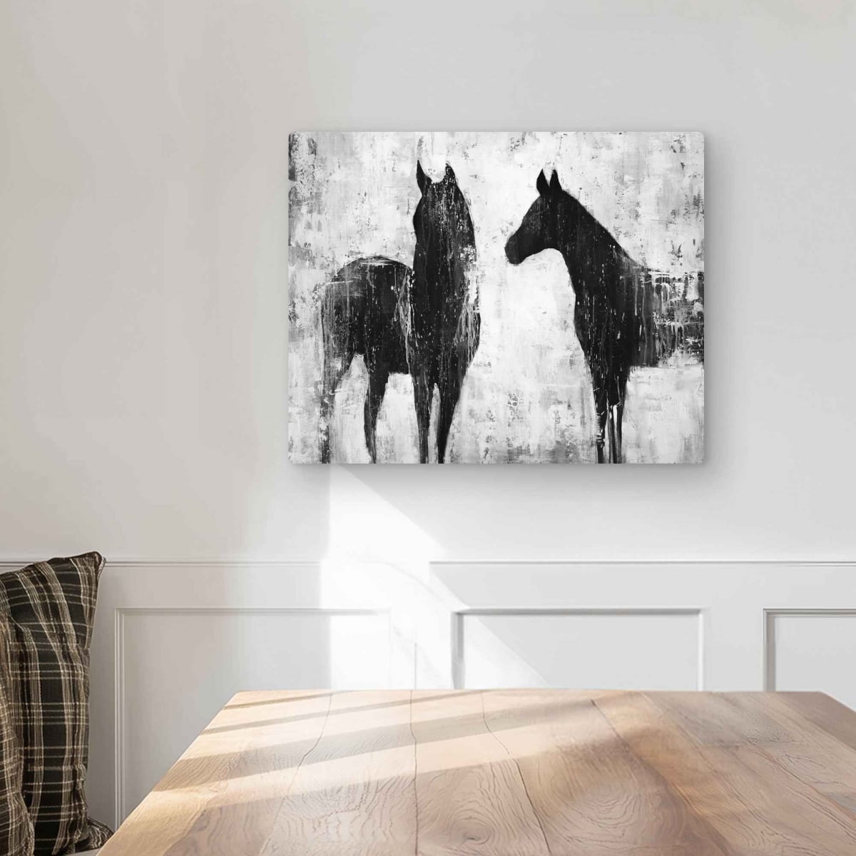 C1MP1620ZBSHEV 16 x 20 in. Black & White Horses - Metal Print Wall Art for Home Decor
