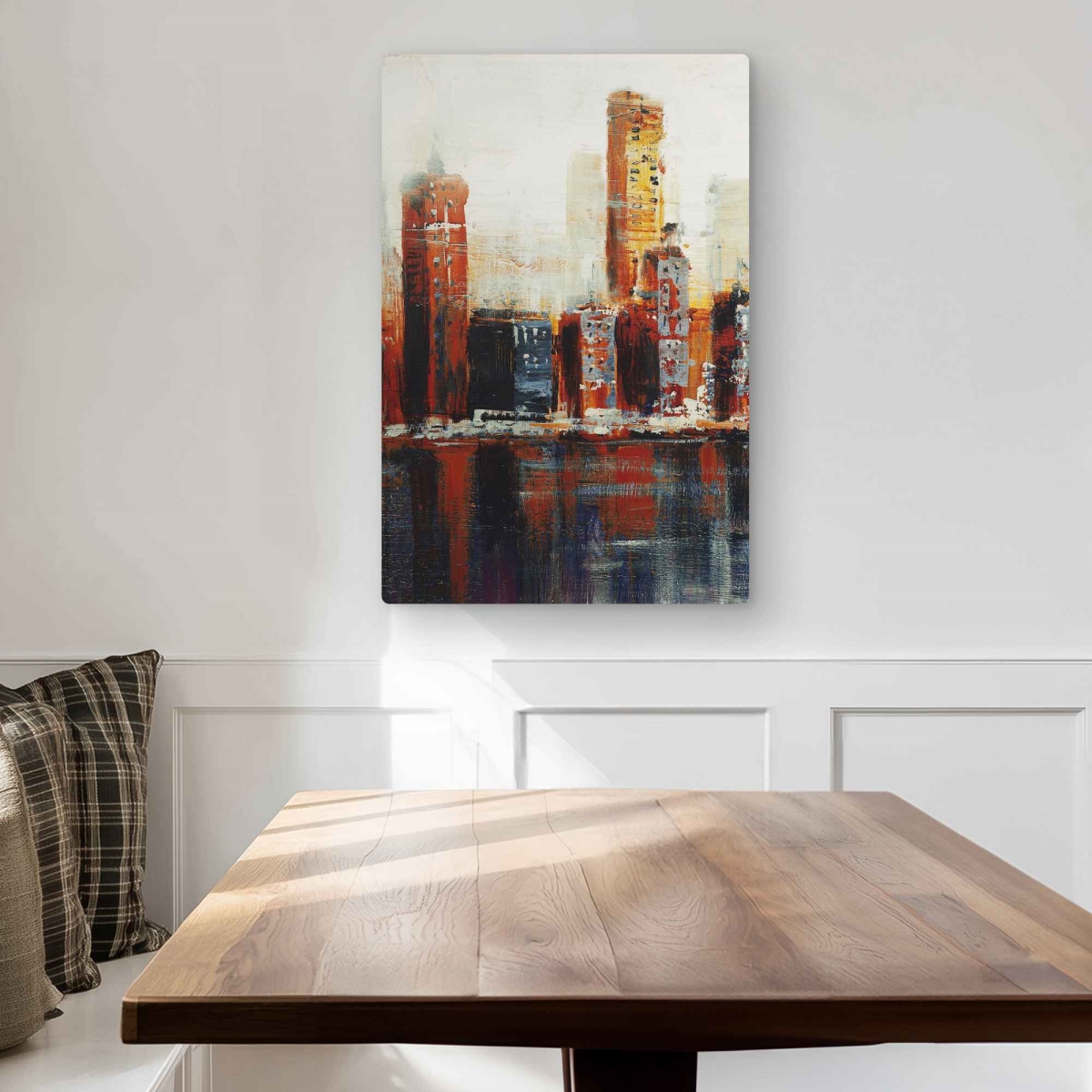 C1MP2030MTRTG3 20 x 30 in. Abstract Red Cityscape - Cities Orange Metal Print Wall Art for Decor