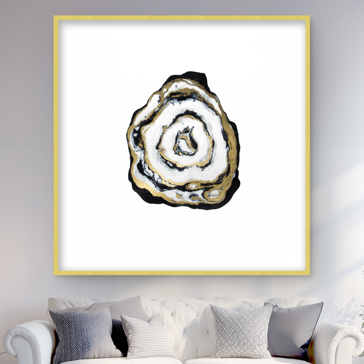 C1FM4848AIA0JX 48 x 48 in. Golden Agate Black Minimalist Framed Print Wall Art - Home Decor