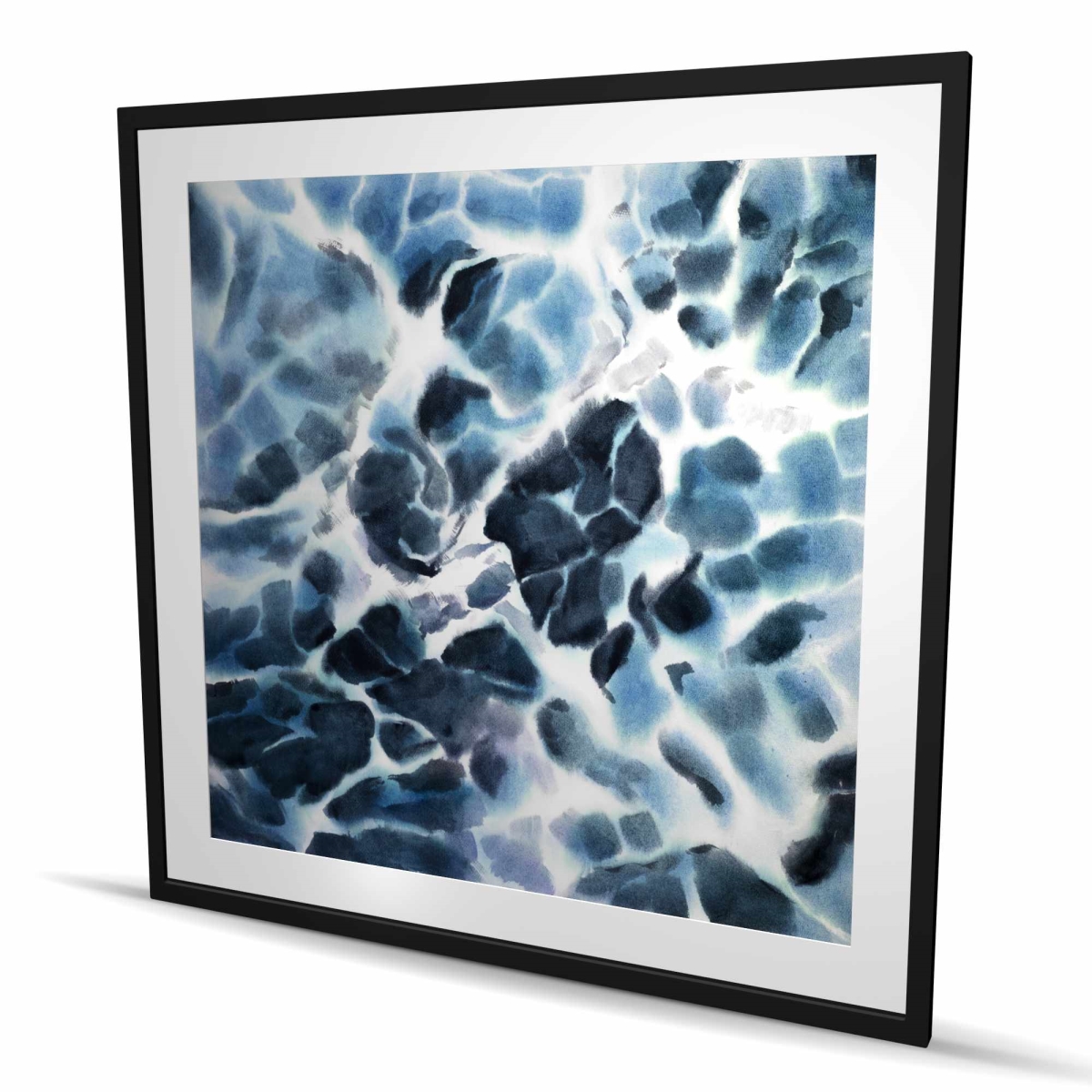 C1FM4848P3D75A 48 x 48 in. Stormy Waves of the Sea - Framed Matted Print Wall Art for Home Decor