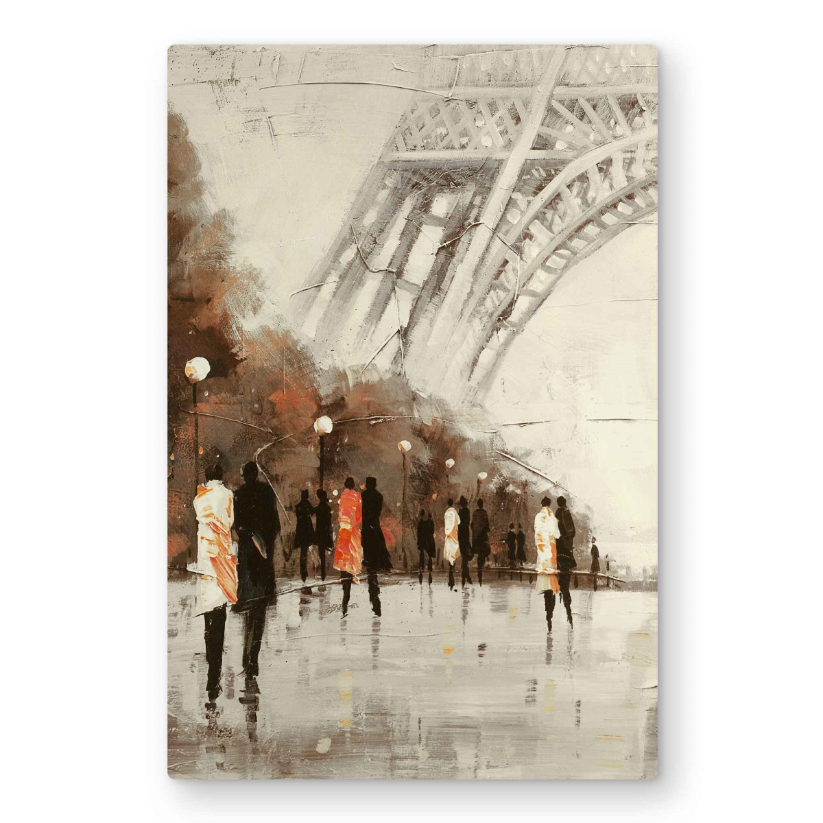 C1MP2030VUZI70 20 x 30 in. People Walking Near the Eiffel Tower Wall Art - Metal Print Decor