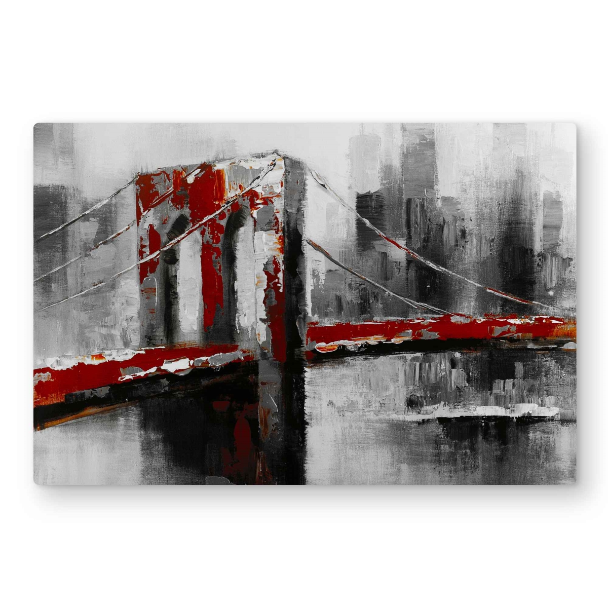 C1MP2030VY6APT 20 x 30 in. Abstract & Red Brooklyn Bridge Wall Art - Bedroom Metal Print Decor