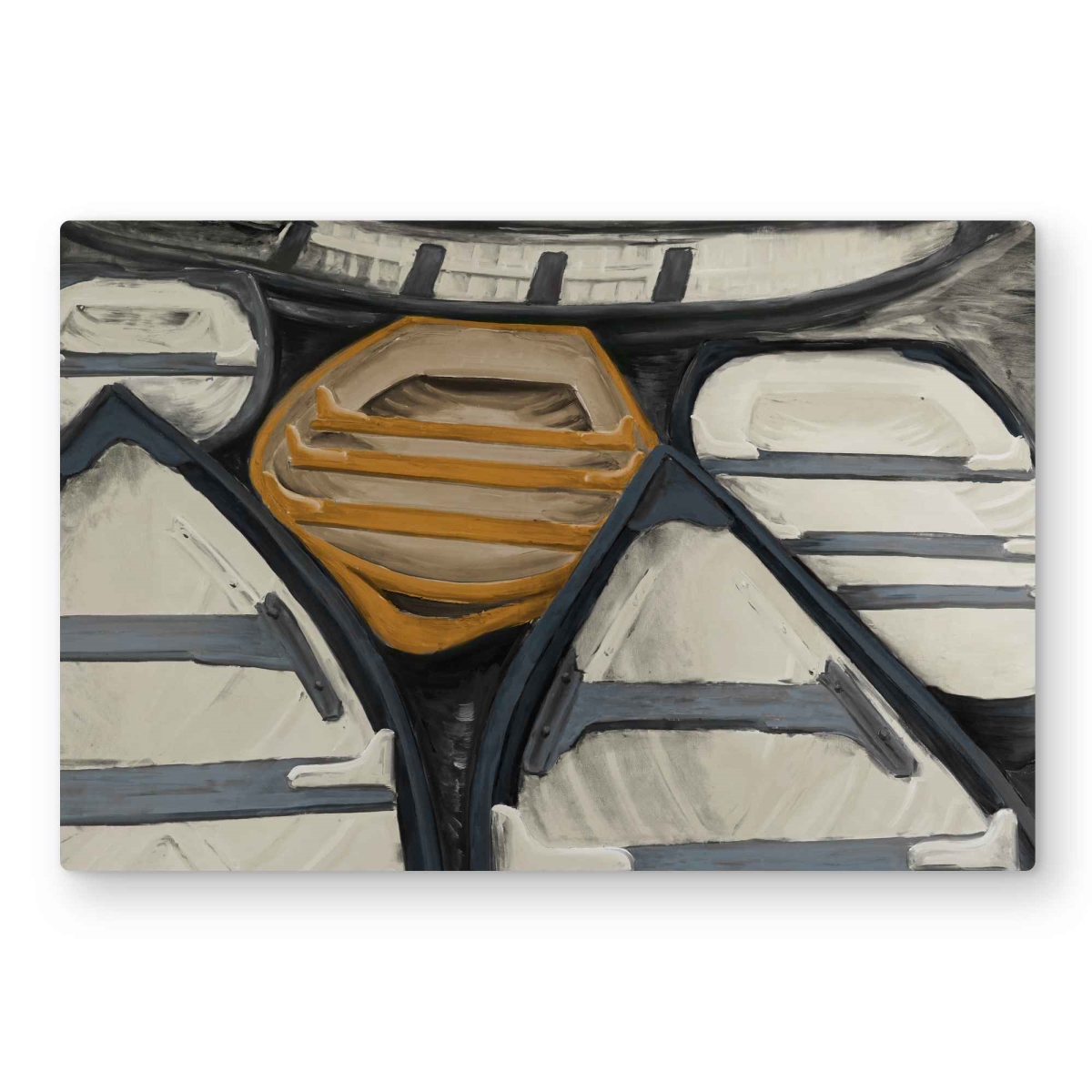 C1MP2030W134VI 20 x 30 in. Canoes - Beige Boat Metal Print Wall Art for Home Decor - Stylish Art