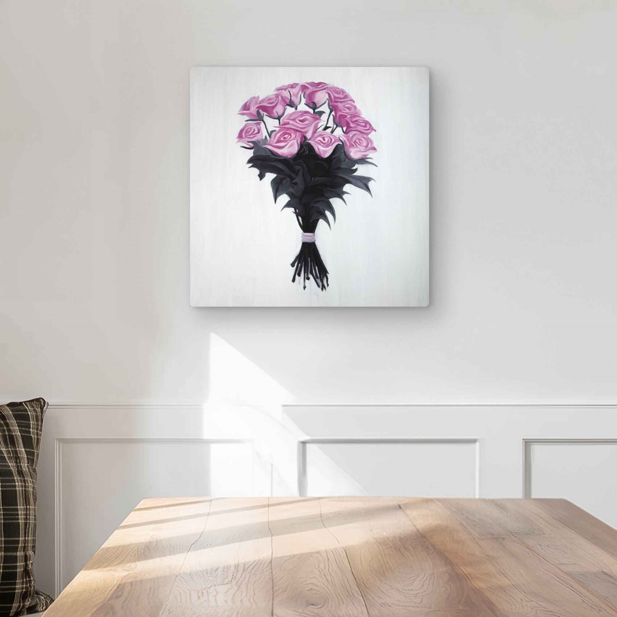 C1MP1616Z40OSU 16 x 16 in. Bouquet of Roses Metal Print Wall Art - Romantic Flowers Home Decor
