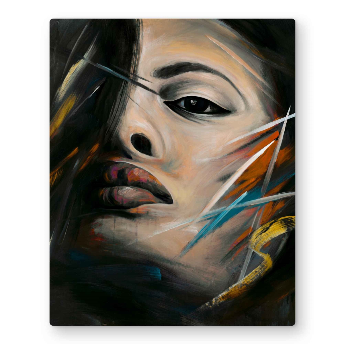 C1MP16200413LA 16 x 20 in. Abstract Woman Portrait - Gray Metal Print Wall Art for Home Decor