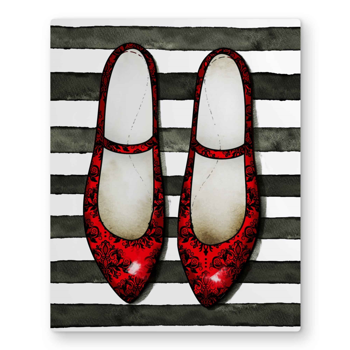 C1MP162014XXUB 16 x 20 in. Red Glossy Shoes Metal Print Wall Art - Fashion Home Decor Art