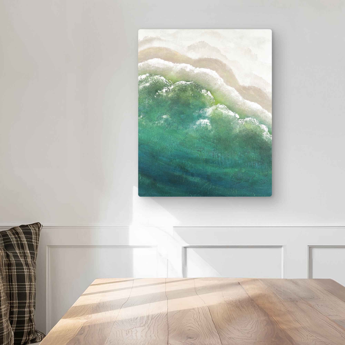 C1MP16207AU8SK 16 x 20 in. Turquoise Sea - Coastal White Metal Print Wall Art for Home Decor