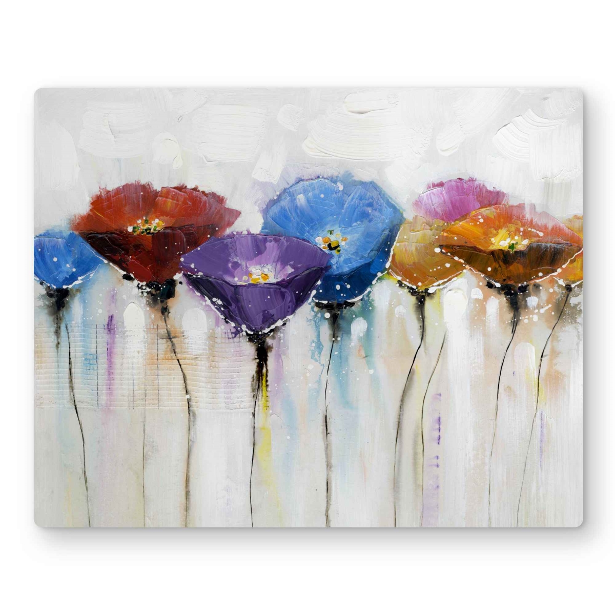 C1MP16207MG3U6 16 x 20 in. Colorful Flowers Wall Art - Blue Livingroom Metal Print