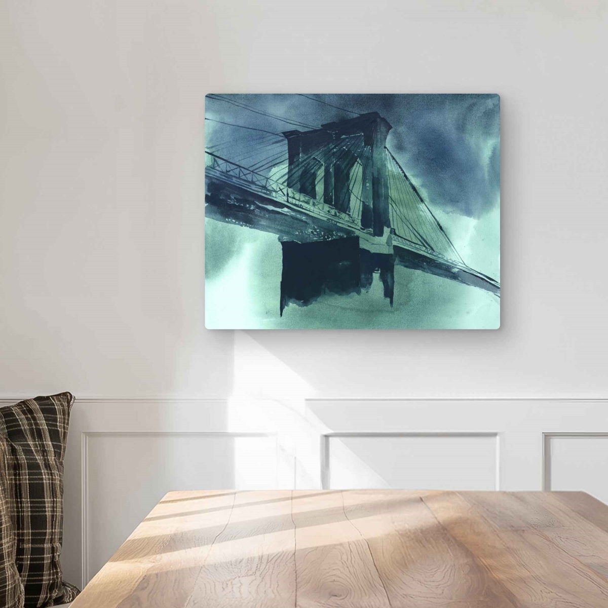 C1MP16207XDLVX 16 x 20 in. Abstract View of Brooklyn Bridge Wall Art - Bathroom Cities Metal Print