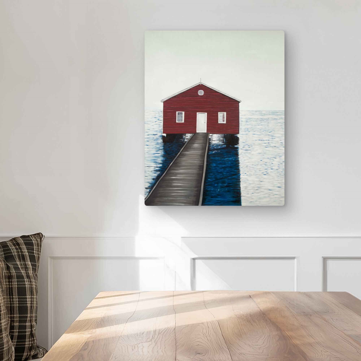 C1MP16208BR8Z1 16 x 20 in. Boathouse - Coastal Sea Metal Print Wall Art - Ocean Art