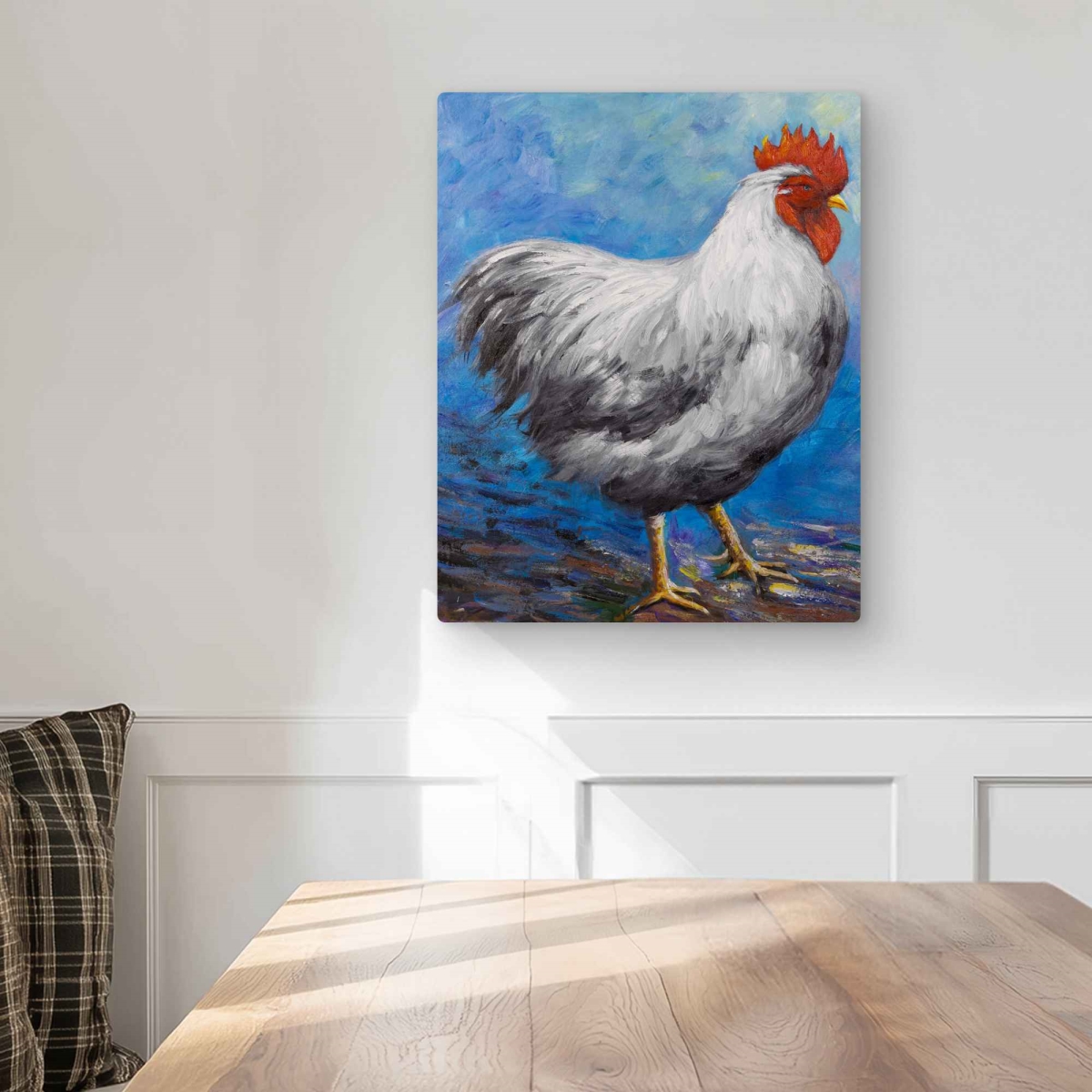 C1MP1620EL0PK0 16 x 20 in. Gray Rooster Wall Art - Contemporary Animals Metal Print