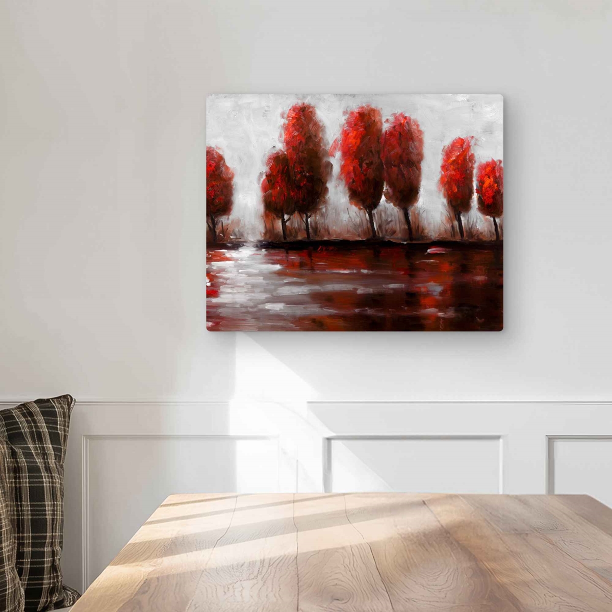 C1MP1620ENNWZX 16 x 20 in. Red Trees Wall Art - Contemporary Landscapes Metal Print