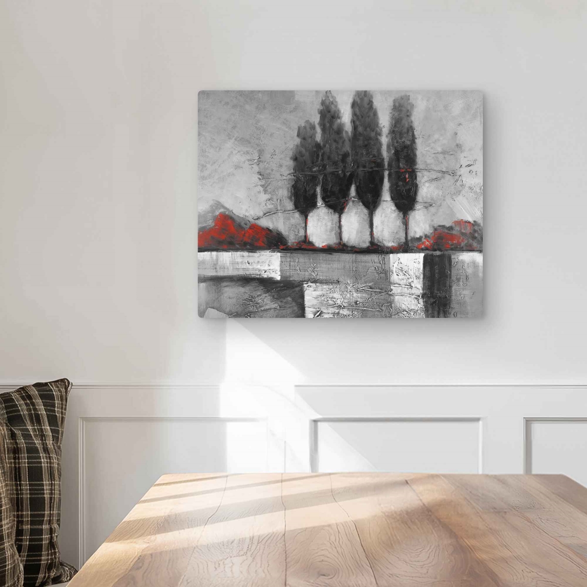C1MP1620EPABGP 16 x 20 in. Industrial Landscape with Trees Wall Art - Black Metal Print Decor