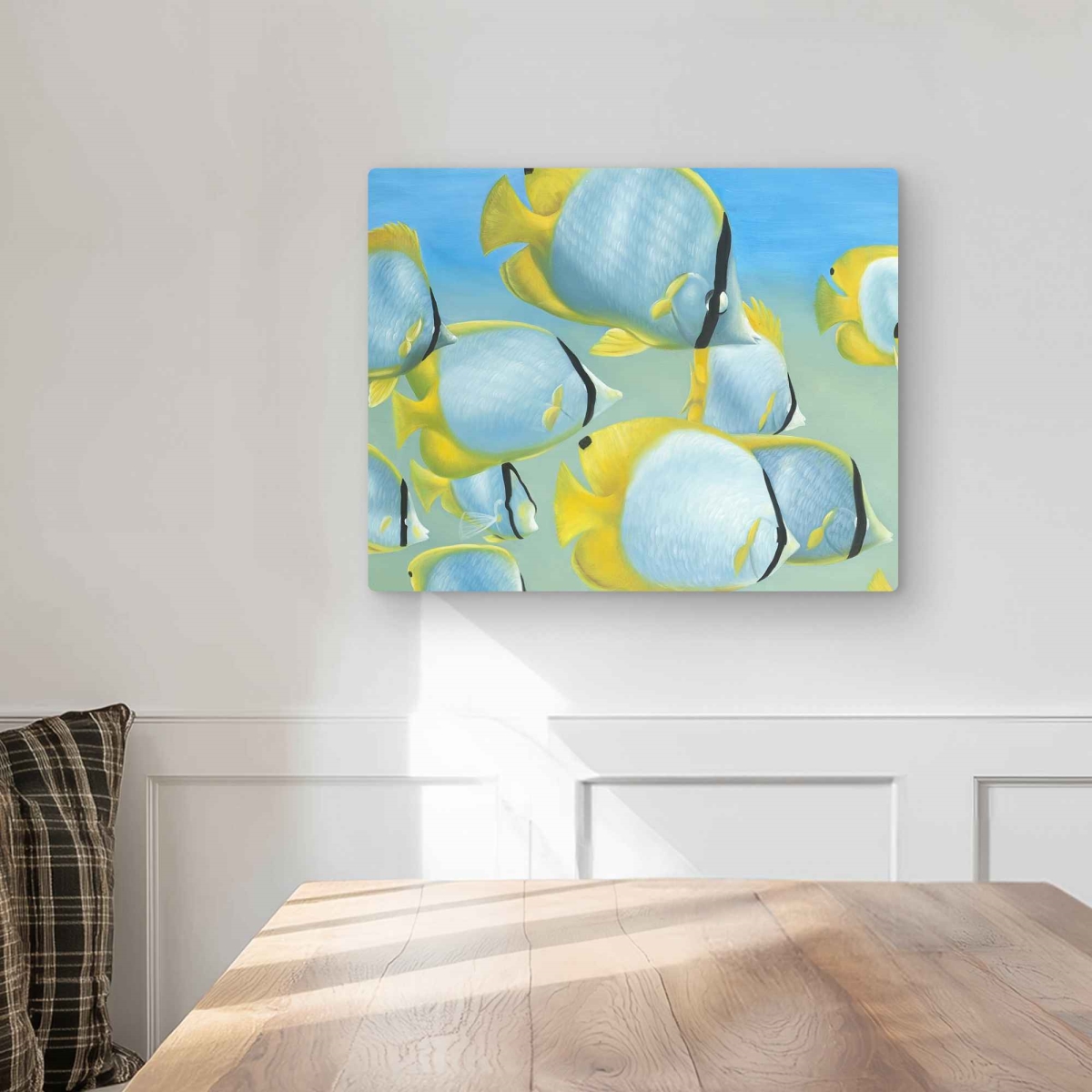C1MP162095YCJD 16 x 20 in. Butterfly Fishes - Coastal Bathroom Metal Print Wall Art - Home Decor