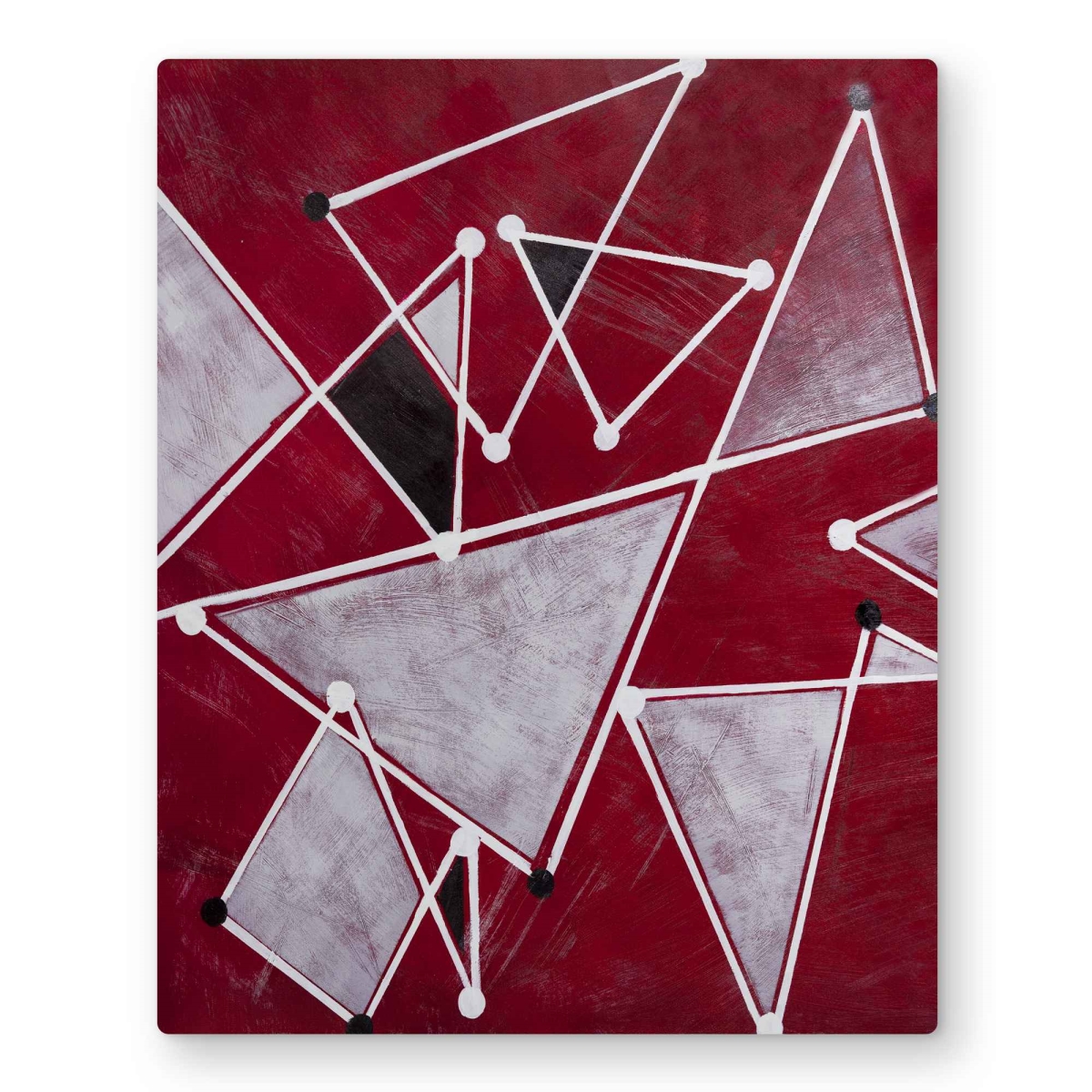 C1MP16209IU2C1 16 x 20 in. White Triangles On Red Background Wall Art - Contemporary Metal Print
