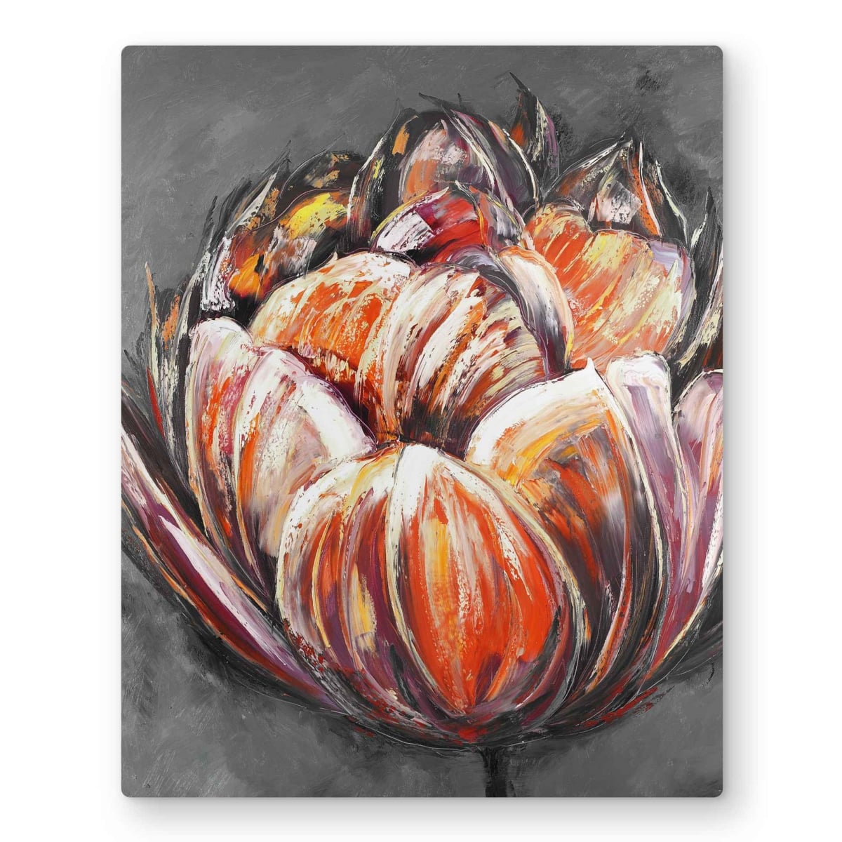 C1MP1620JAGNPA 16 x 20 in. Double & Abstract Orange Tulip Wall Art - Botanical Metal Print