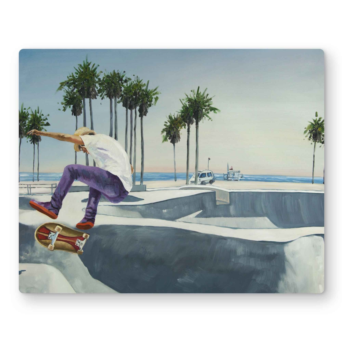 C1MP1620JPXMA0 16 x 20 in. Skate Park California - Gray Botanical Metal Print Wall Art for Decor