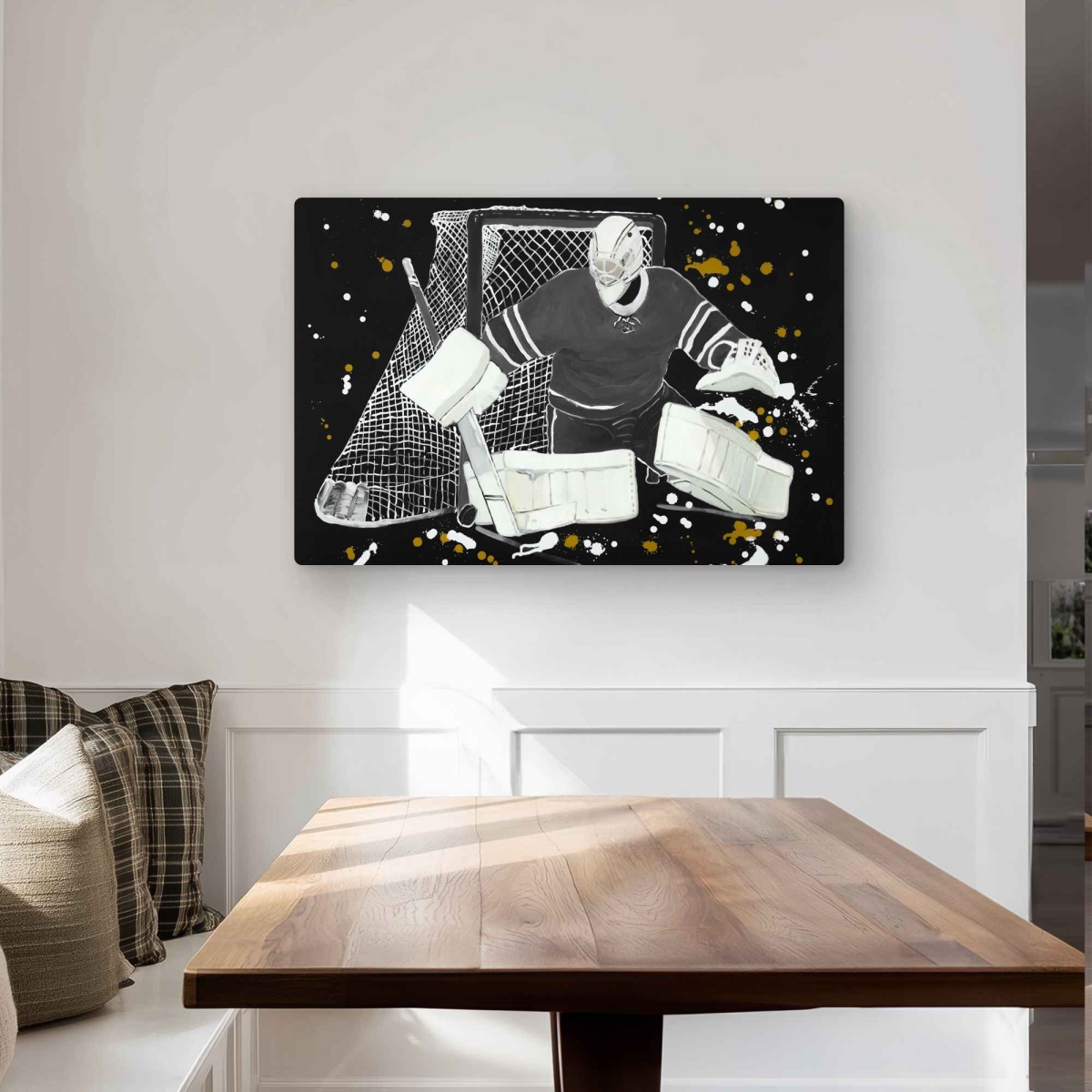 C1MP24369MAD2J 24 x 36 in. Goalkeeper Hockey Metal Print Wall Art - Gray Man Cave Decor