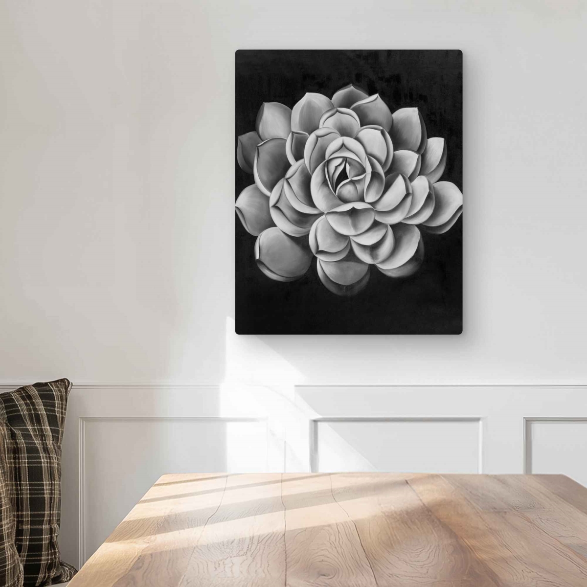 C1MP1620ERRAT7 16 x 20 in. Black & White Succulent Wall Art - Botanical Metal Print