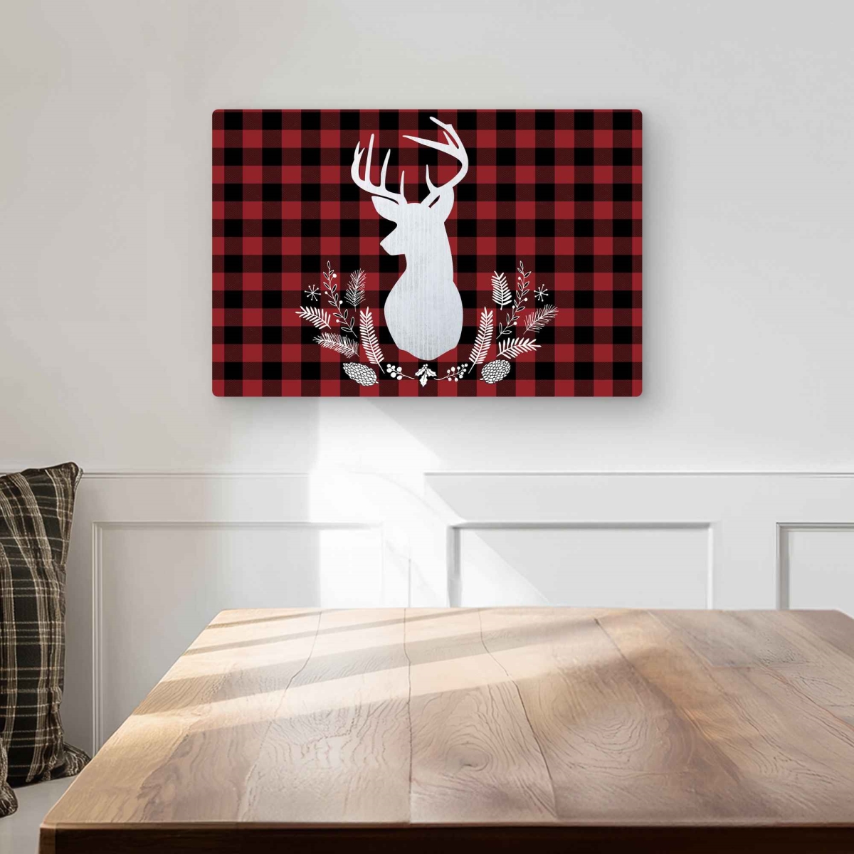 C1MP12184ZWP29 12 x 18 in. Deer Plaid - Pattern Kitchen Metal Print Wall Art for Home Decor
