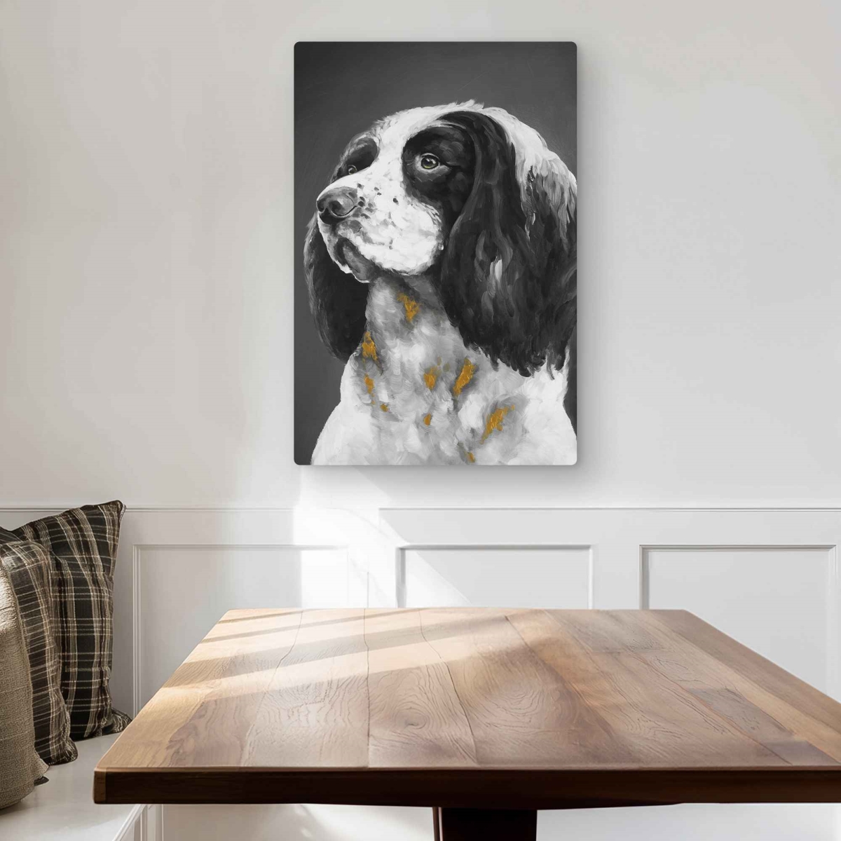 C1MP20300ZBBGT 20 x 30 in. English Springer Spaniel Dog Hyperrealist Black Metal Print Wall Art