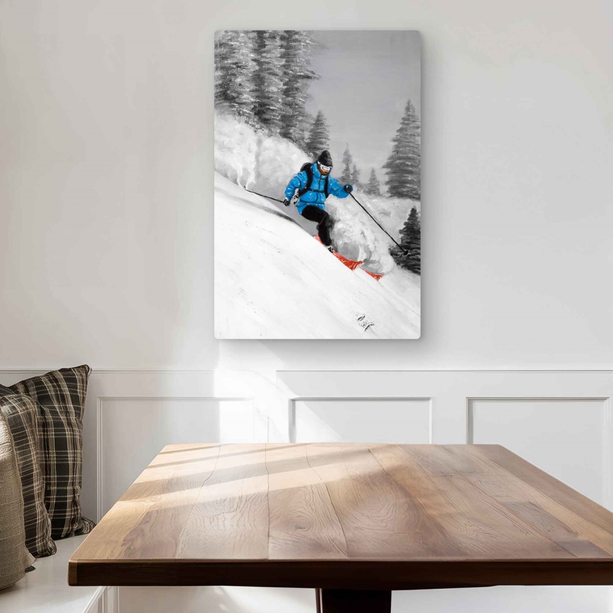 C1MP2030MH8E9L 20 x 30 in. Man Skiing In Mountain Wall Art - Snow Sports Metal Print