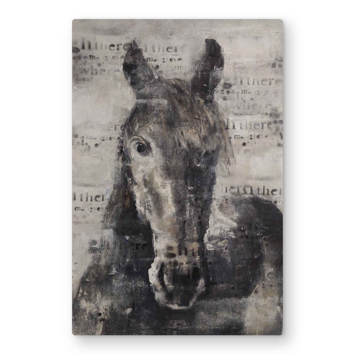 C1MP2030P3IQPO 20 x 30 in. Abstract Horse with Typography Wall Art - Beige Metal Print