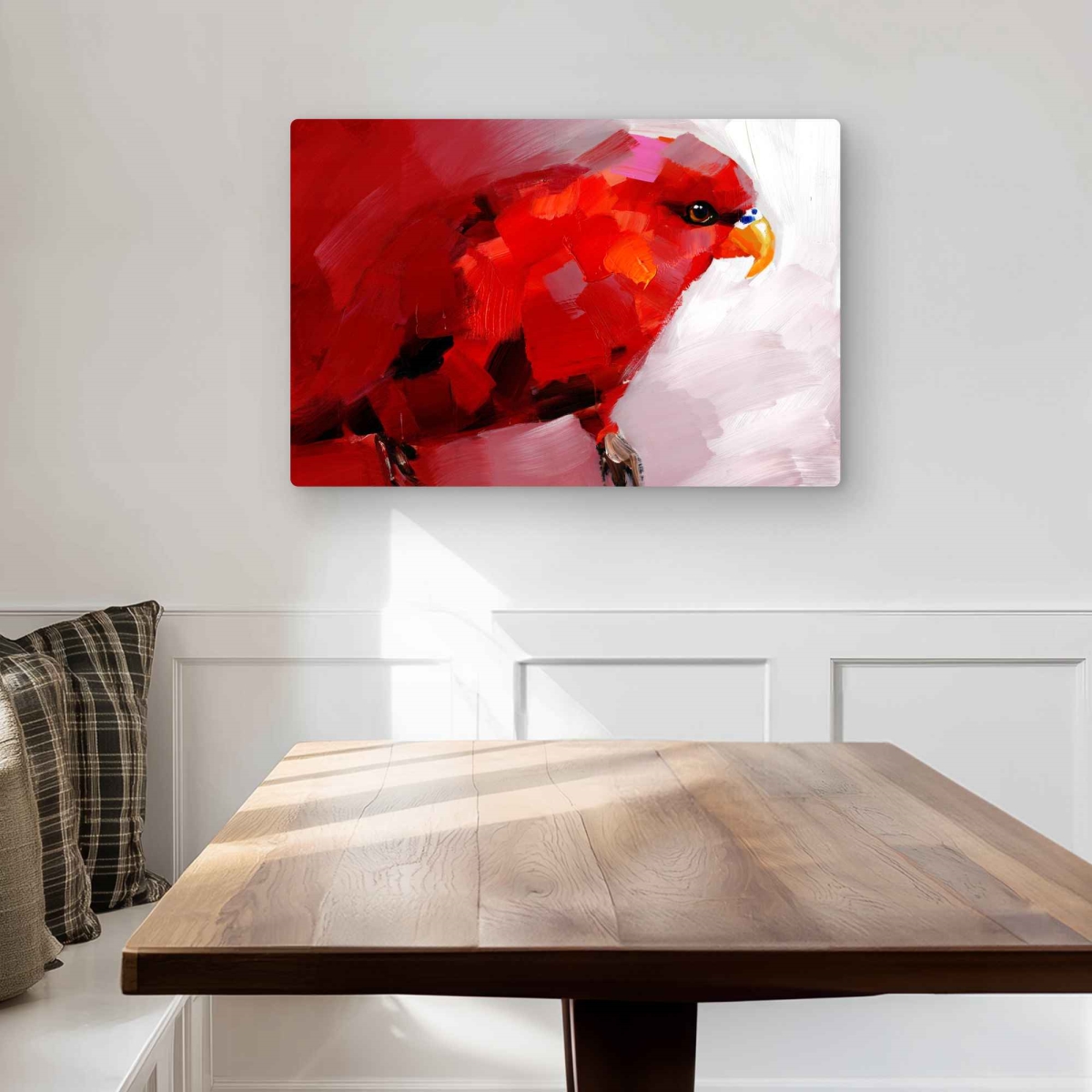 C1MP2030UPHIGH 20 x 30 in. Abstract Red Parrot Wall Art - Red Livingroom Metal Print