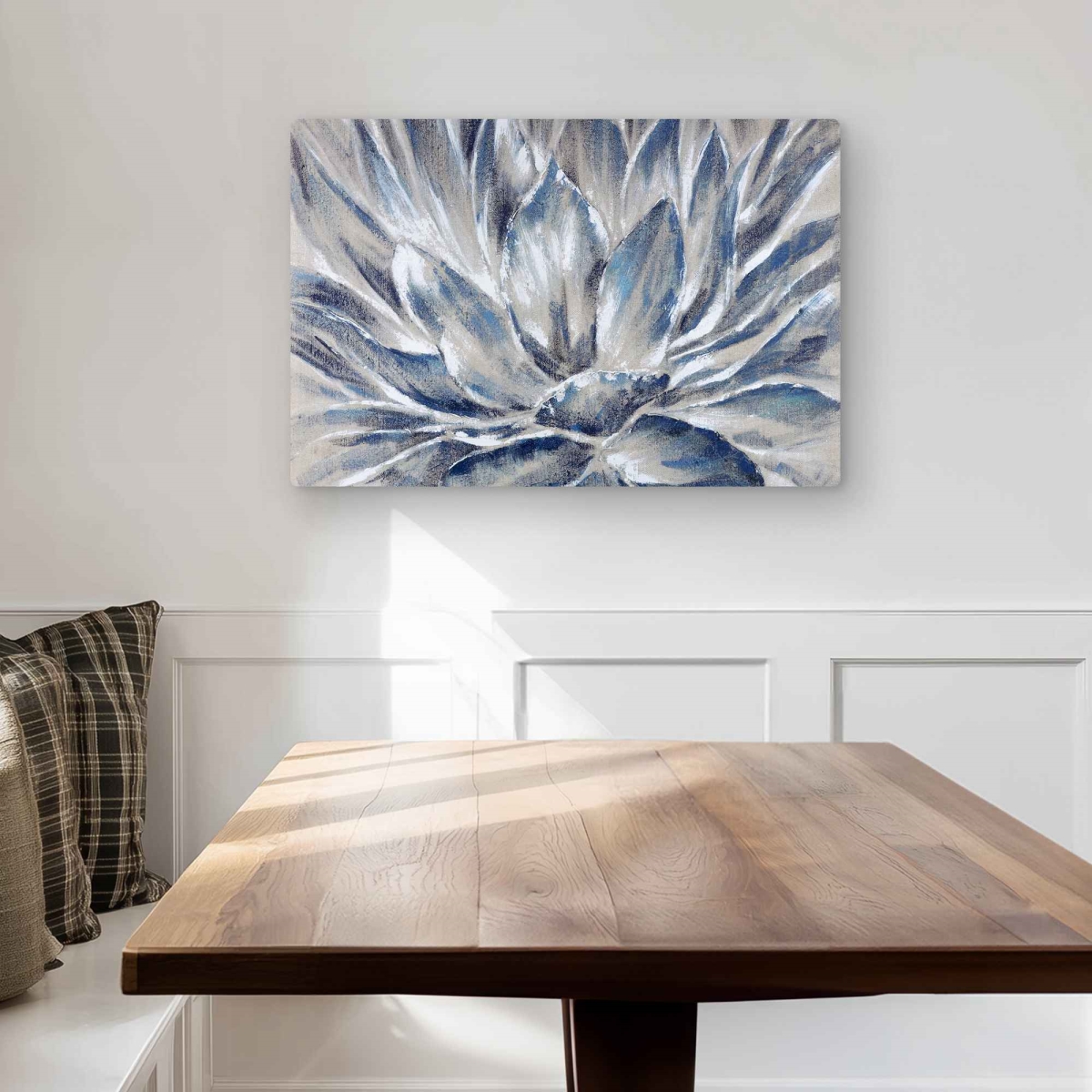 C1MP2030VLUKAW 20 x 30 in. Blue & Gray Flower Metal Print Wall Art - Floral Home Decor Art
