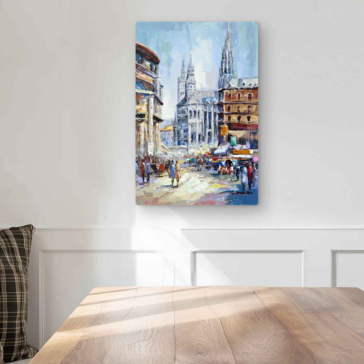 C1MP1218C7RJRY 12 x 18 in. Busy Street by A Sunny Day - Scenic Metal Print Wall Art for Home