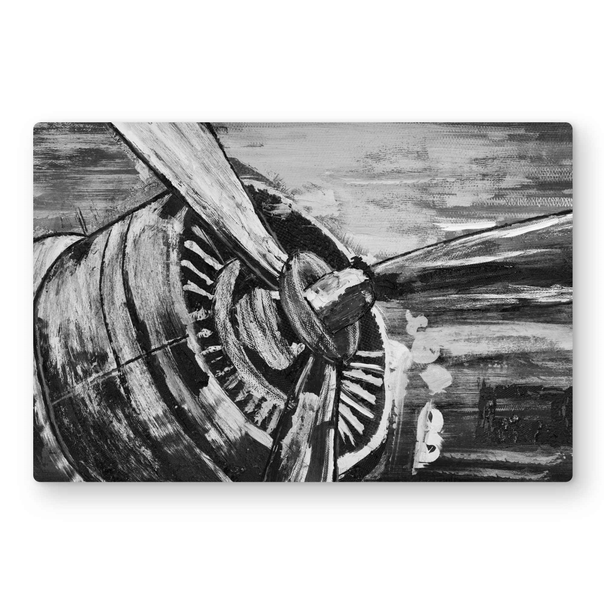 C1MP243656Y8MU 24 x 36 in. Vintage Airplane Propeller - Monochrome Metal Print Wall Art for Man Cave