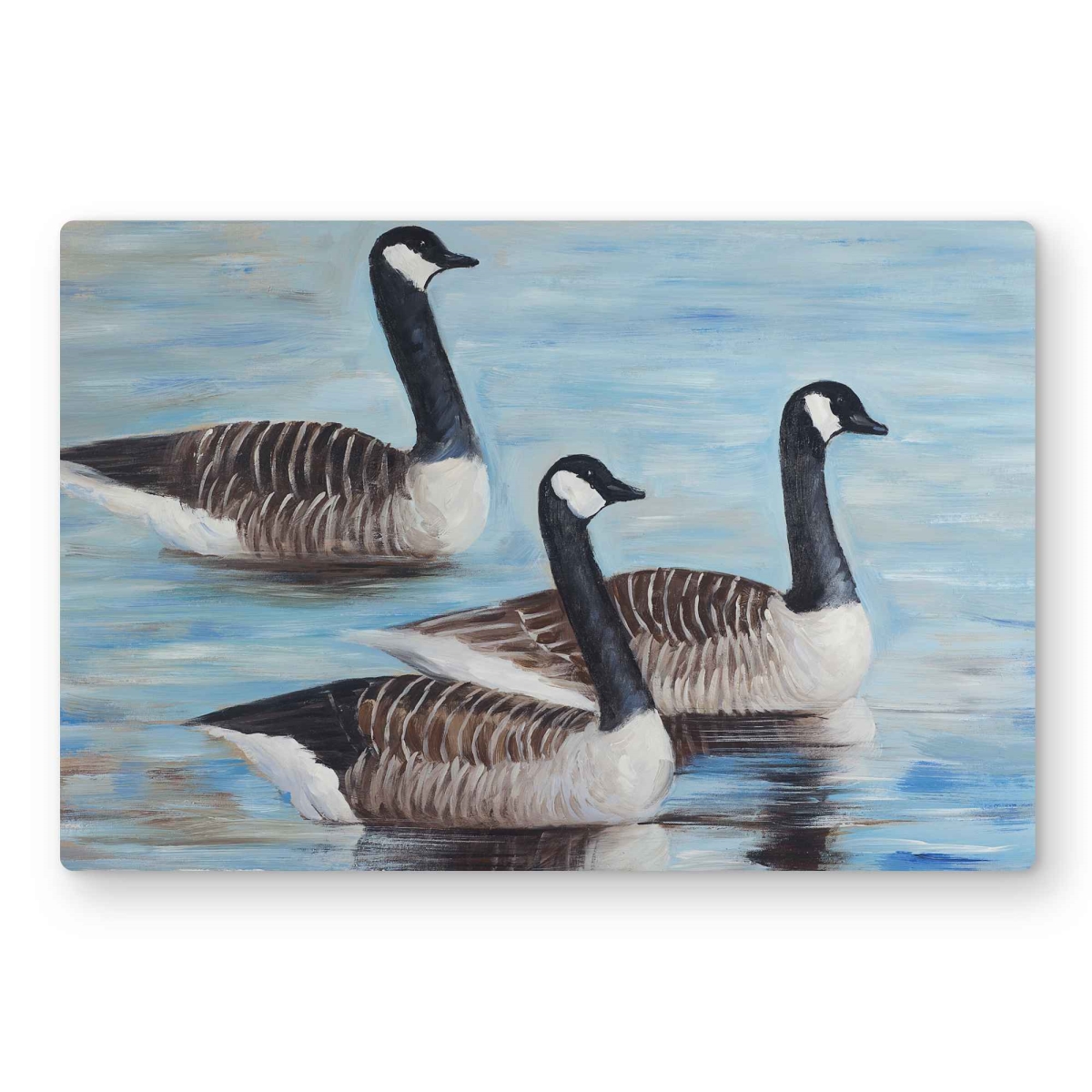 C1MP121813Y9BR 12 x 18 in. Canada Geese In Water Wall Art - Rustic Brown Metal Print Decor