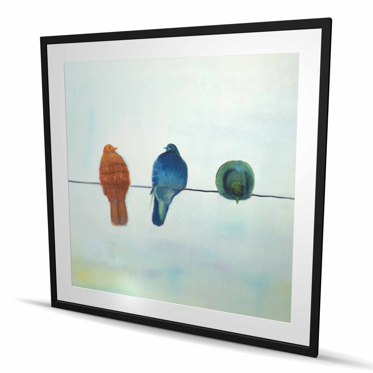C1FM4848ZZNMX3 48 x 48 in. Perched Abstract Birds - Framed Matted Print Wall Art for Home Decor
