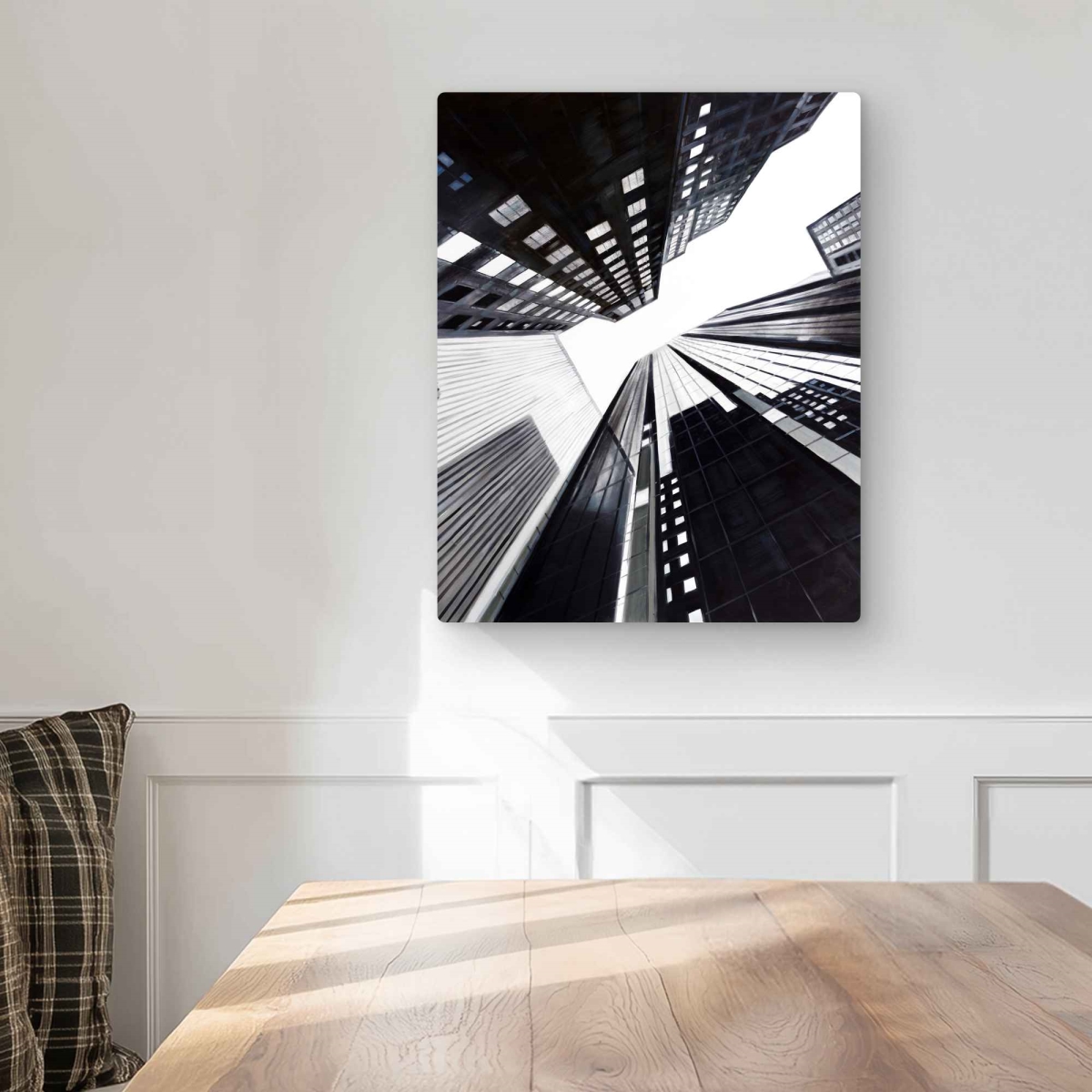C1MP1620ITM49D 16 x 20 in. Low-Angle View of the City Wall Art - White Metal Print